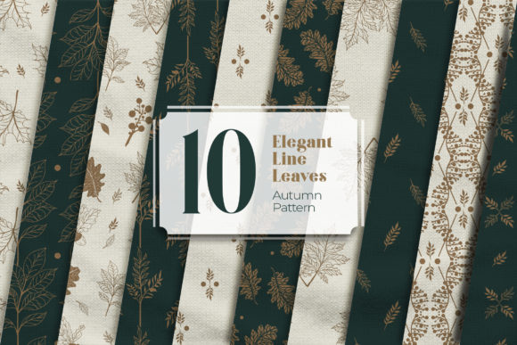 10 Elegant Line Leaves Autumn Pattern for Crafting and Design