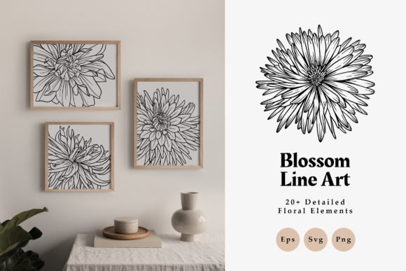 20 Blossom Line Art for Handmade Creations