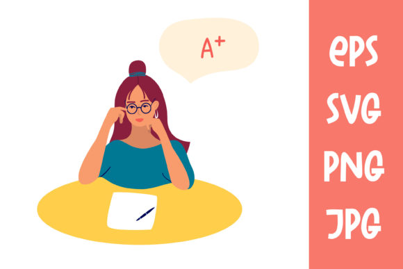 A Student Writes an Exam. Graduate - A Graphic Design Asset Review