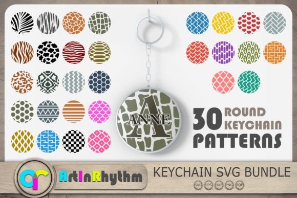 Animals Round Pattern Keychain Bundle for Graphics and Crafts