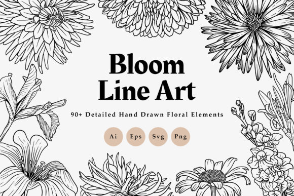 Bloom Line Art Bundle for Crafting and Graphics