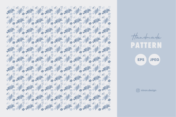 Floral Seamless Pattern in Blue Graphics