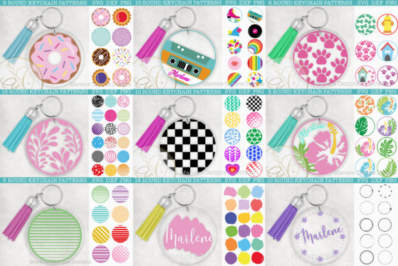 Graphics Bundle for Crafts: 96 Round Keychain Patterns