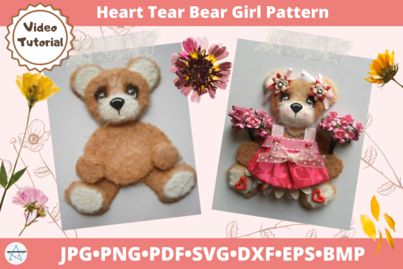 Heart Tear Bear Girl 3D SVG for Creative Projects