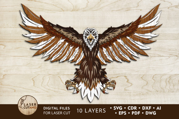 Multilayer Cut File EAGLE Wall Decor for Laser Cutting