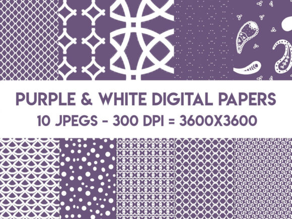 Purple and White Digital Papers for Modern Design