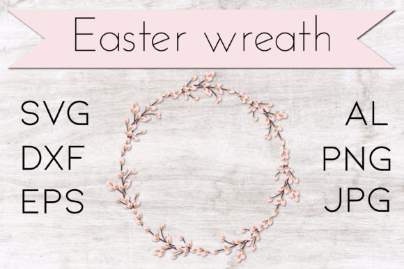 Willow Wreath Easter Round Frame for Graphic Design