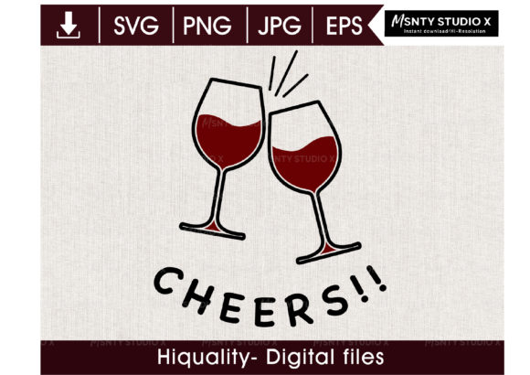 Wine Cheers Svg for Crafts and Graphics